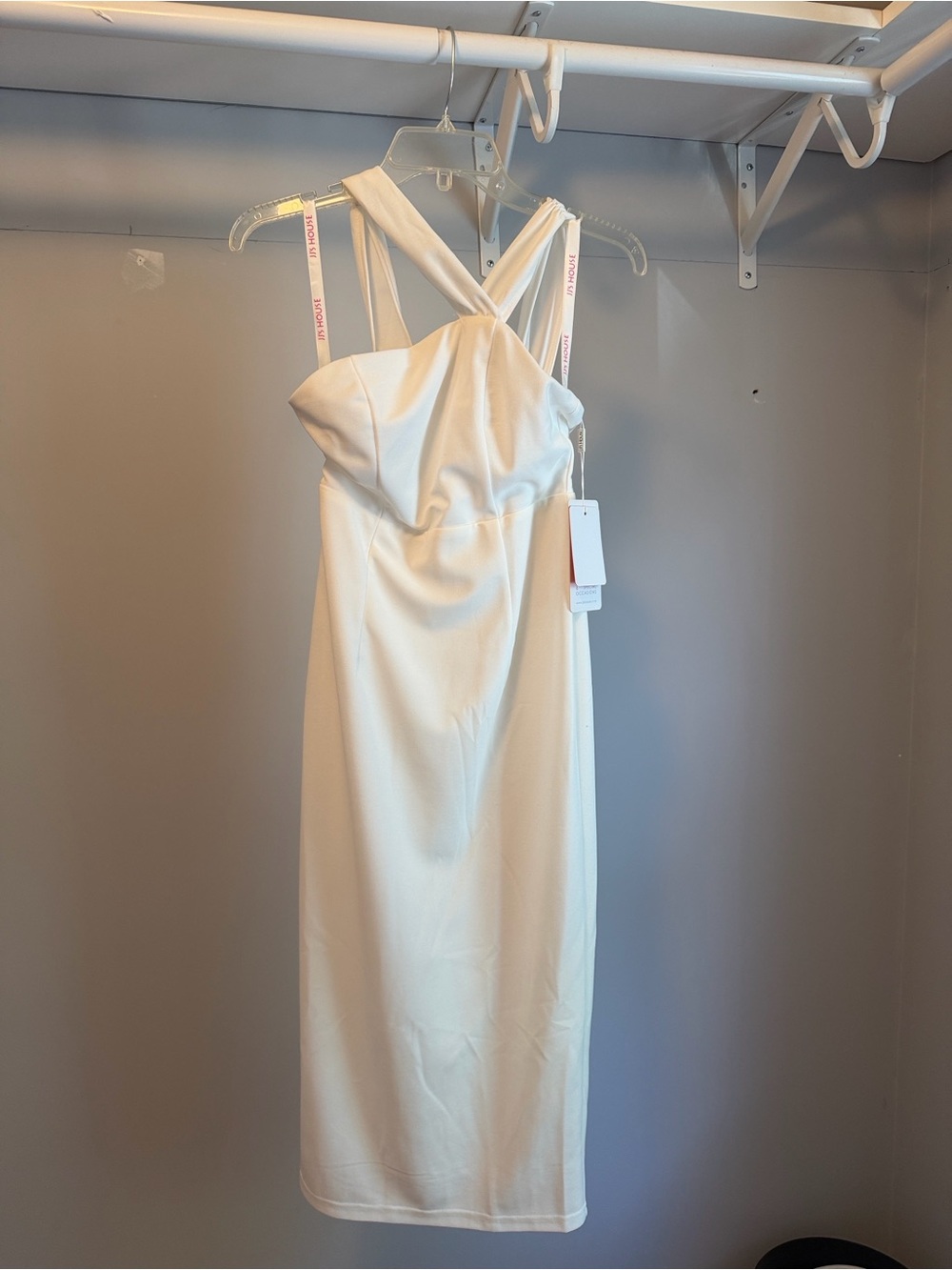 White Cross-Back Midi Dress